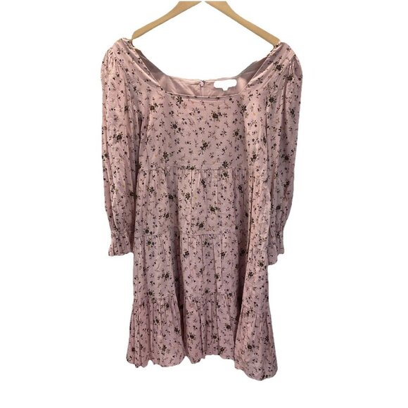 Madewell Lizzie Babydoll Dress in Fresh Sprigs Size 10 square neck puff 3/4 slv - Picture 2 of 15